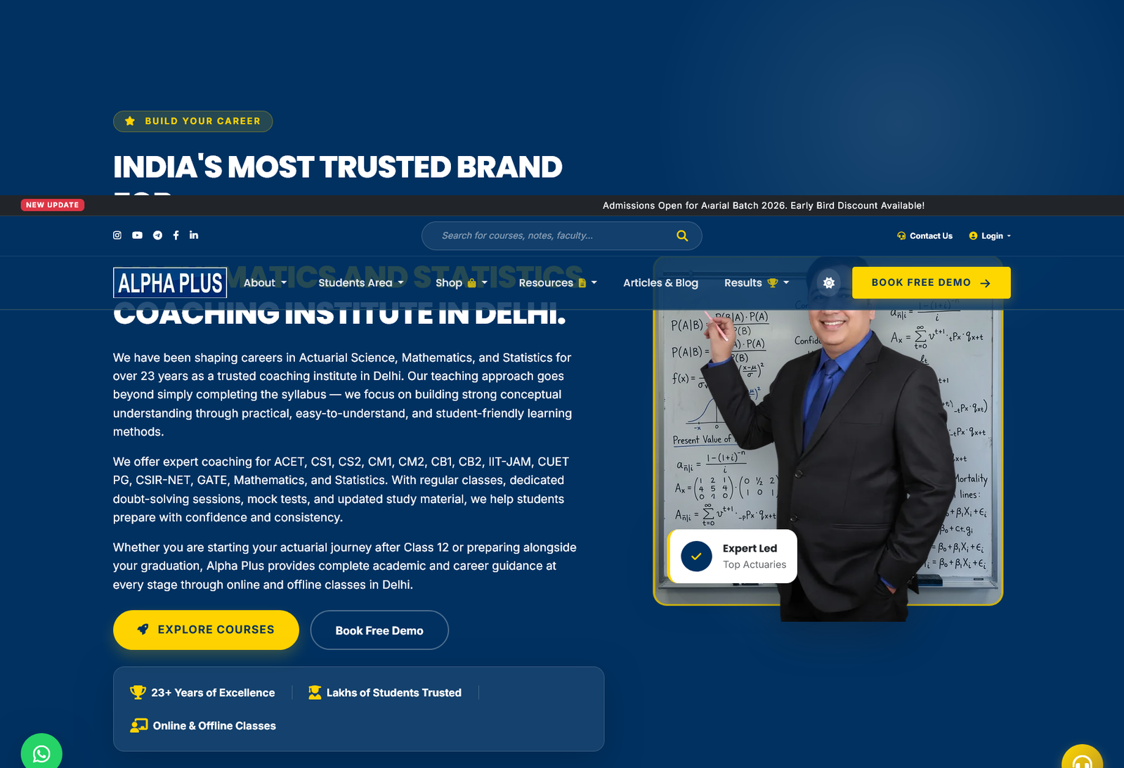 Alpha Plus Delhi website screenshot