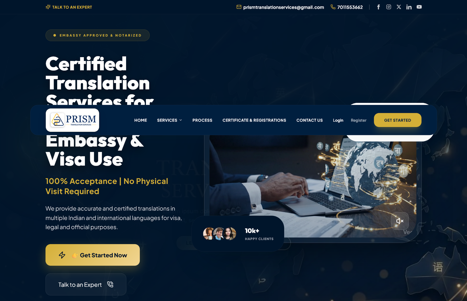 Prism Translations website screenshot