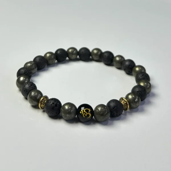 Lava With Pyrite Bracelet