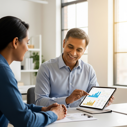 A financial advisor in a professional consultation with a client